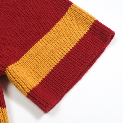 Polo tricoté vintage rouge à rayures pour hommes