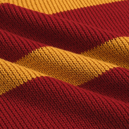 Polo tricoté vintage rouge à rayures pour hommes