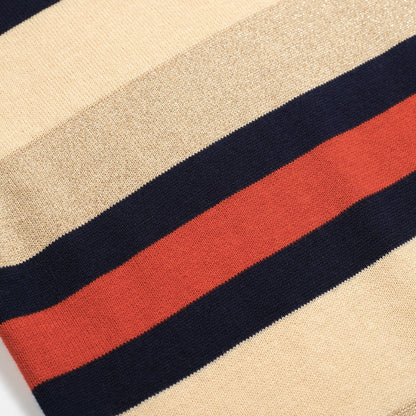 Polo tricoté vintage à rayures kaki pour hommes