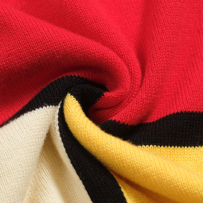 Cardigan tricoté rétro coloré pour hommes en bleu