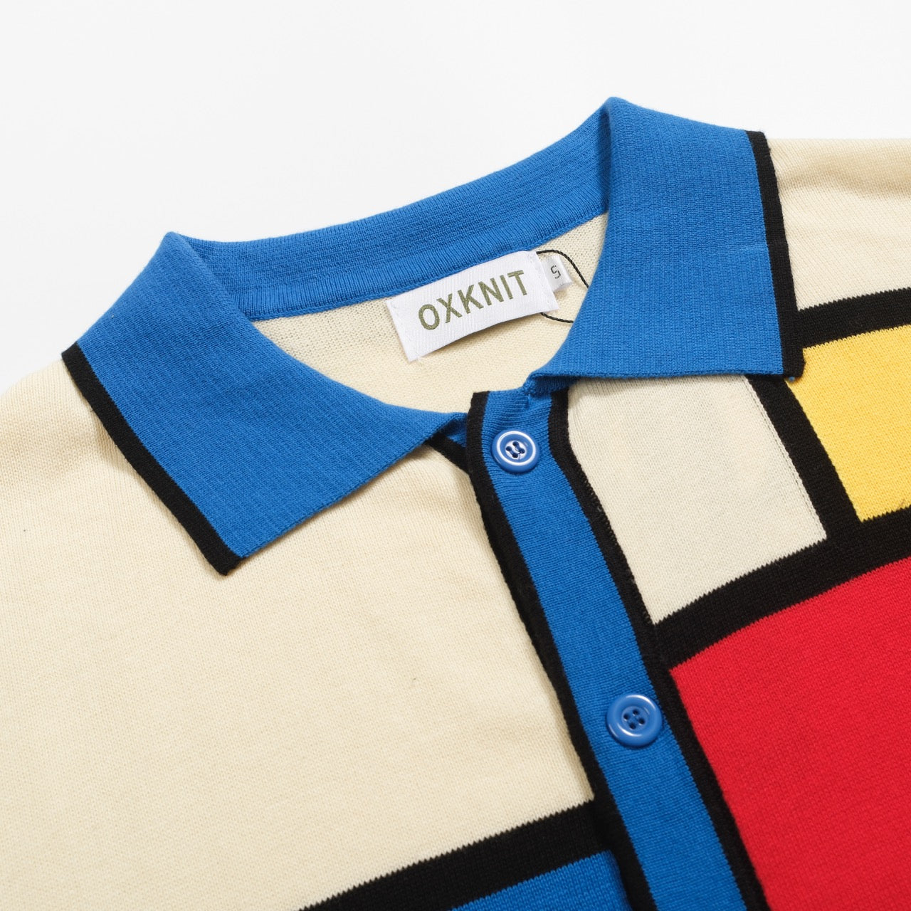 Cardigan tricoté rétro coloré pour hommes en bleu