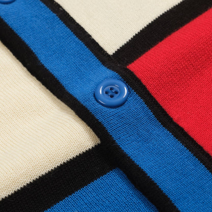 Cardigan tricoté rétro coloré pour hommes en bleu