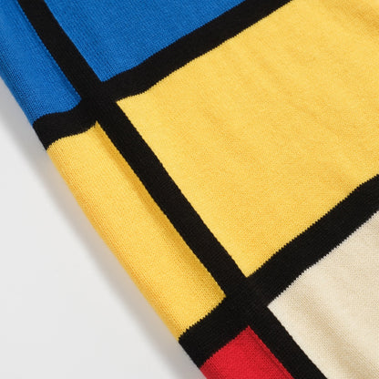 Cardigan tricoté rétro coloré pour hommes en bleu