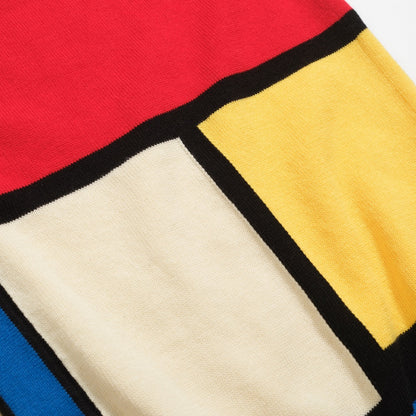 Cardigan tricoté rétro coloré pour hommes en bleu