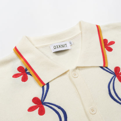 Cardigan tricoté rétro en jacquard couleur abricot pour hommes