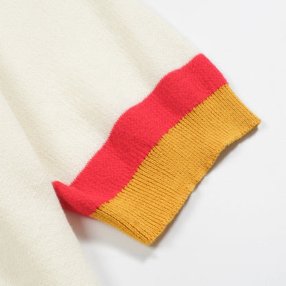 Cardigan tricoté rétro en jacquard couleur abricot pour hommes