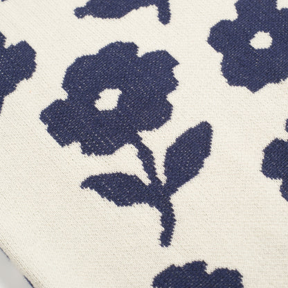 Cardigan décontracté en jacquard floral vintage blanc pour hommes