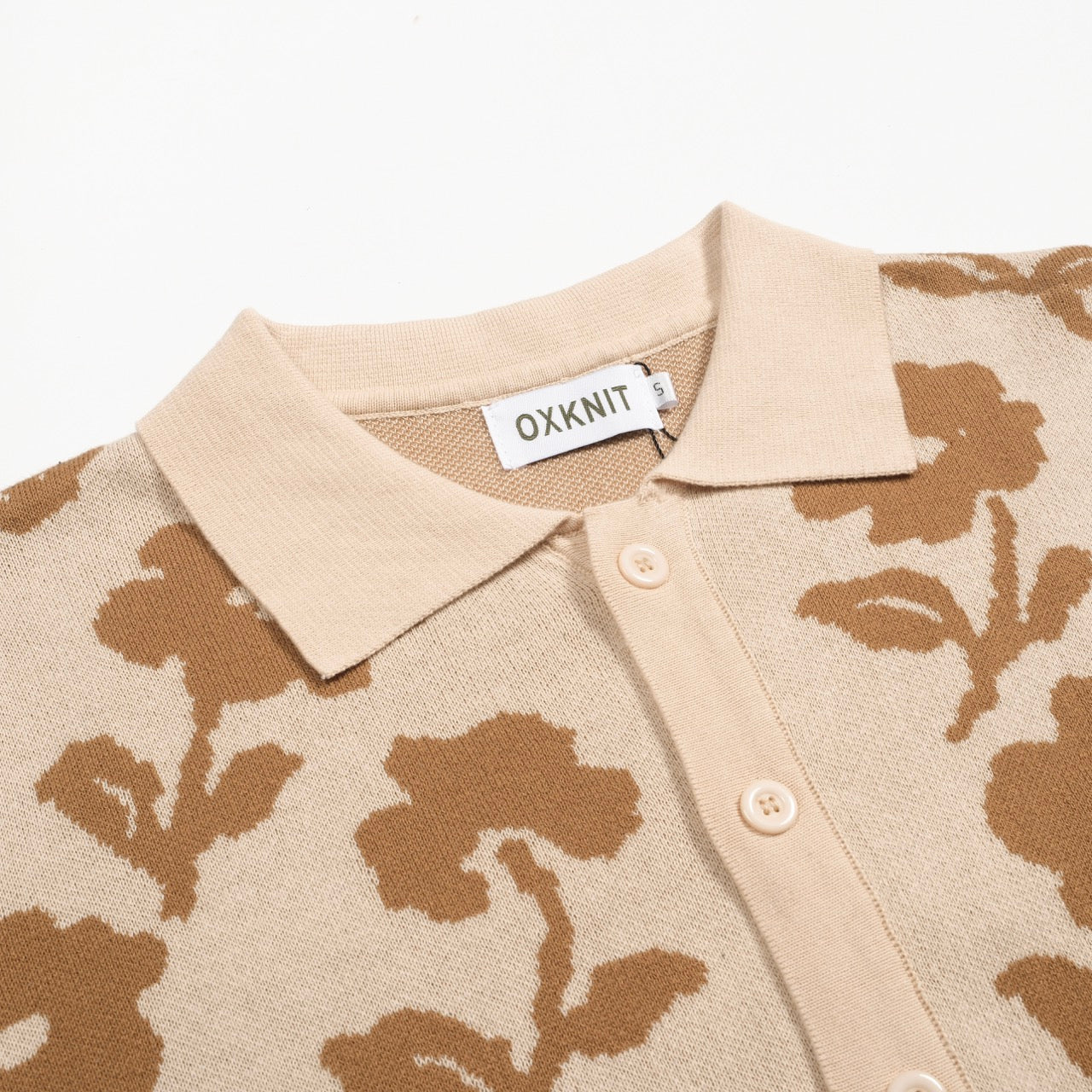 Cardigan décontracté en jacquard floral vintage kaki pour hommes