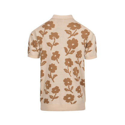 Cardigan décontracté en jacquard floral vintage kaki pour hommes