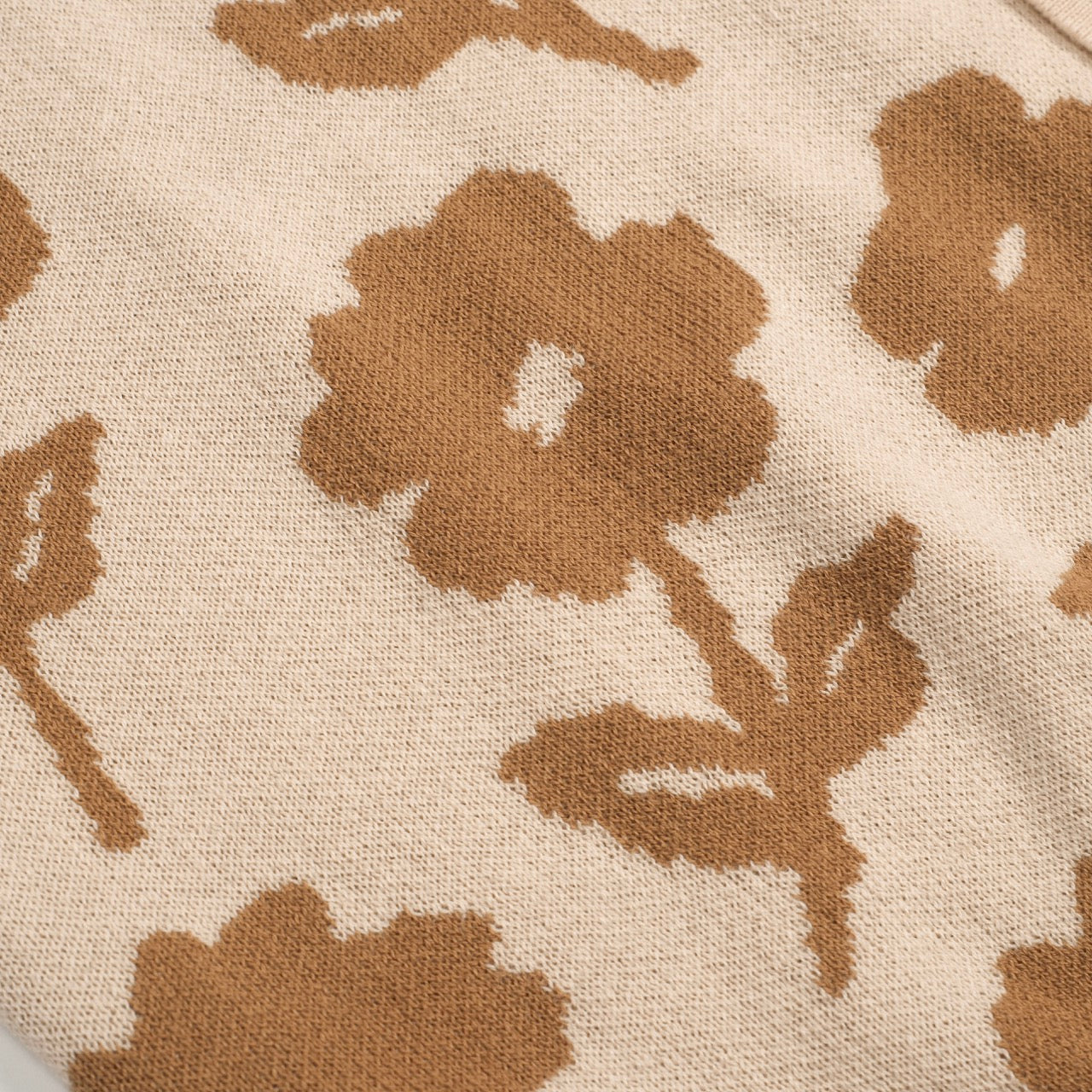 Cardigan décontracté en jacquard floral vintage kaki pour hommes