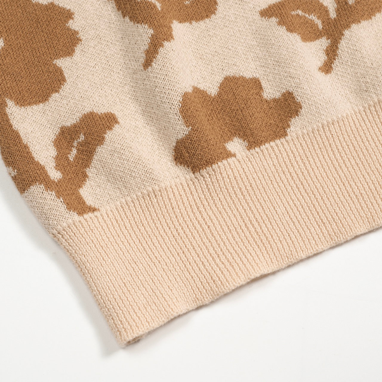 Cardigan décontracté en jacquard floral vintage kaki pour hommes