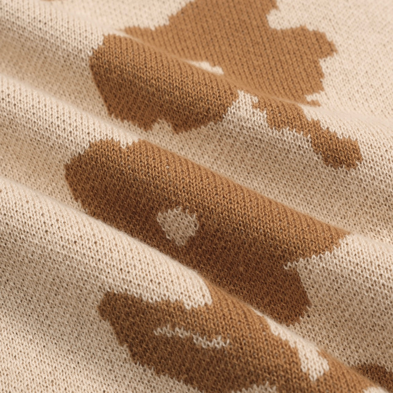 Cardigan décontracté en jacquard floral vintage kaki pour hommes