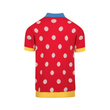 Cardigan vintage en tricot jacquard à pois rouges pour homme