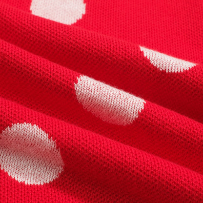 Cardigan vintage en tricot jacquard à pois rouges pour homme