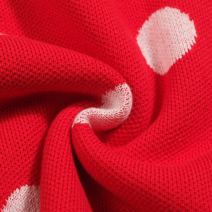 Cardigan vintage en tricot jacquard à pois rouges pour homme