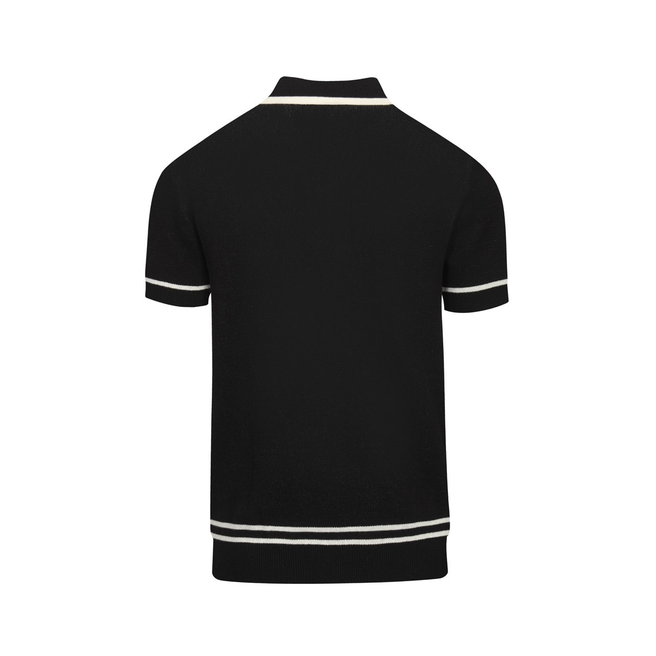 Polo tricoté vintage noir avec jacquard pour homme