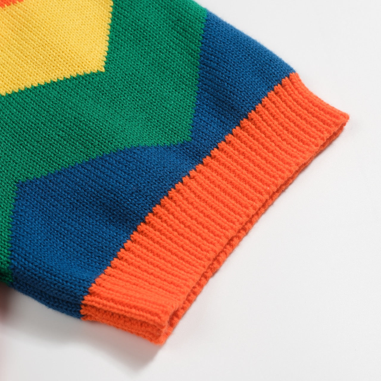 Polo tricoté vintage à col en V pour hommes orange jacquard