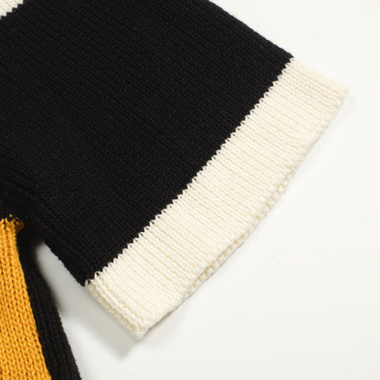 Polo en maille graphique vintage noir pour homme