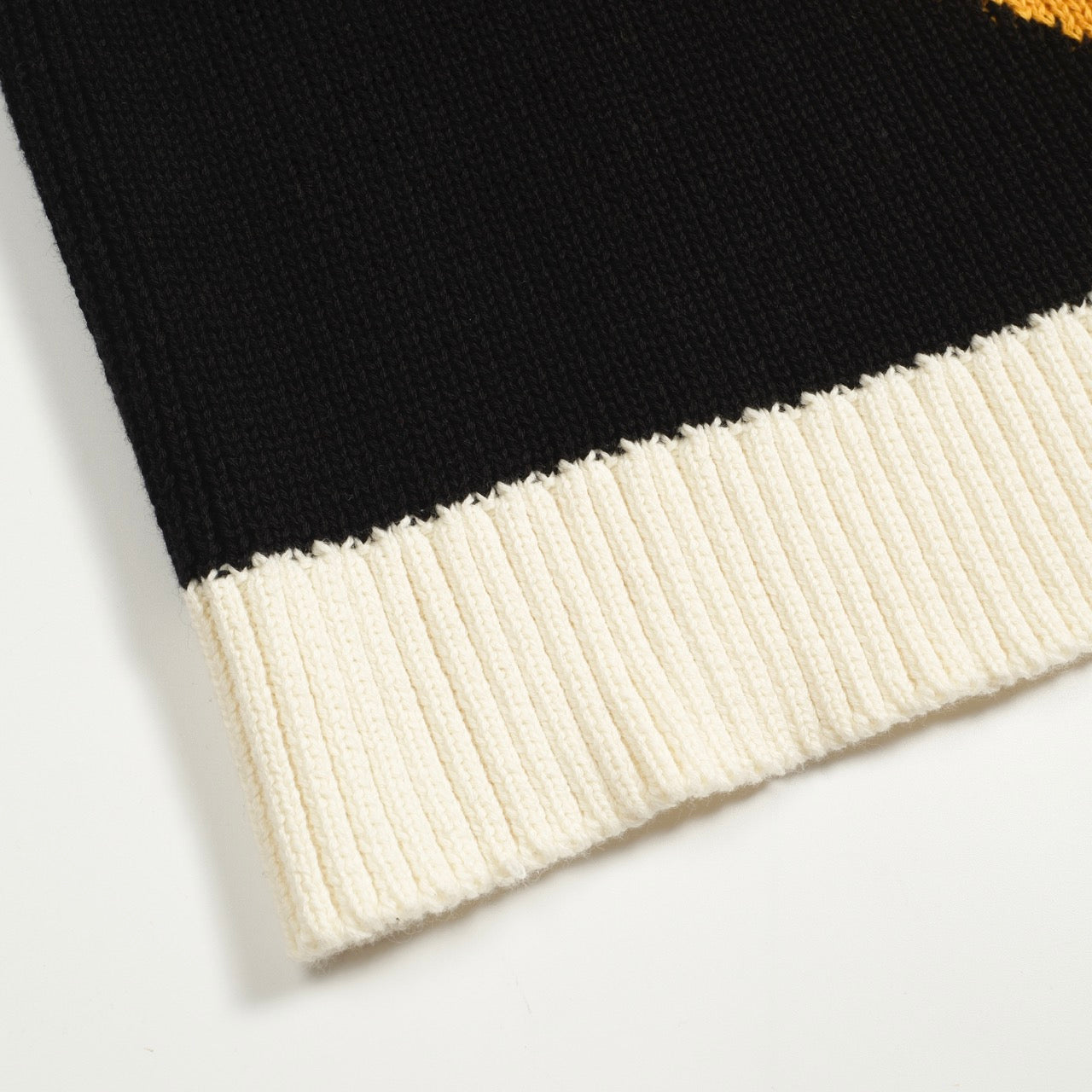 Polo en maille graphique vintage noir pour homme