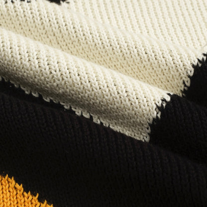 Polo en maille graphique vintage noir pour homme