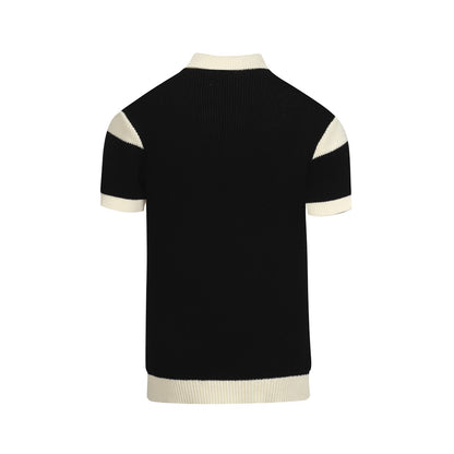 Polo en maille graphique vintage noir pour homme