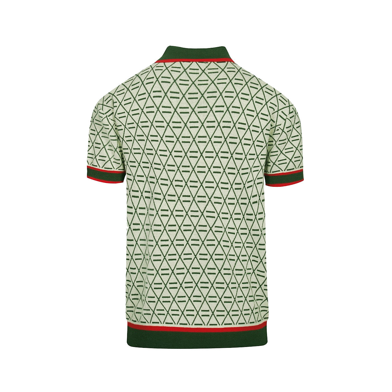 Polo vintage graphique brodé vert pour homme à col en V