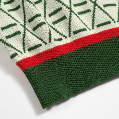 Polo vintage graphique brodé vert pour homme à col en V