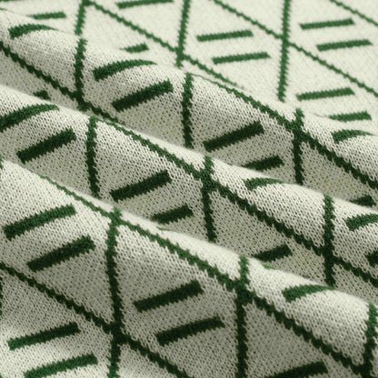 Polo vintage graphique brodé vert pour homme à col en V