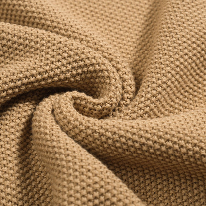 Polo tricoté rétro en kaki pour hommes