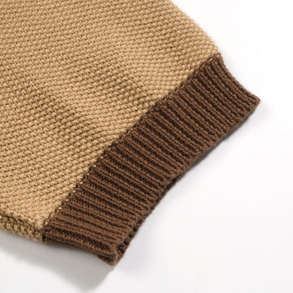 Polo tricoté rétro en kaki pour hommes