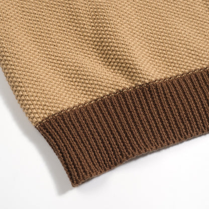 Polo tricoté rétro en kaki pour hommes