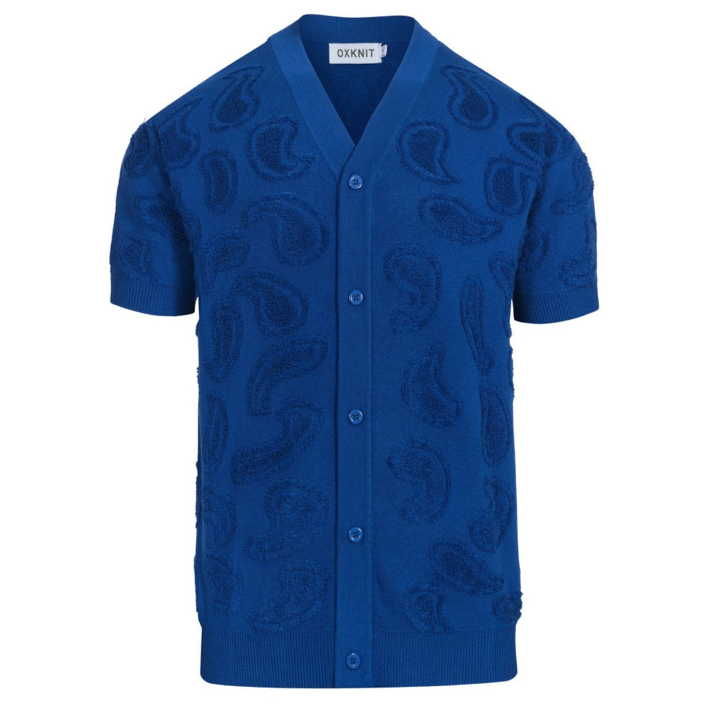 Cardigan décontracté en tricot à col en V texturé bleu marine pour hommes