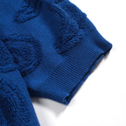 Cardigan décontracté en tricot à col en V texturé bleu marine pour hommes