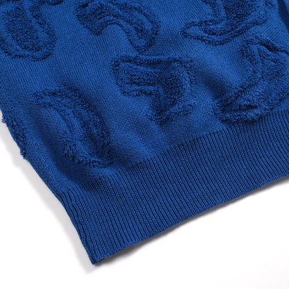 Cardigan décontracté en tricot à col en V texturé bleu marine pour hommes