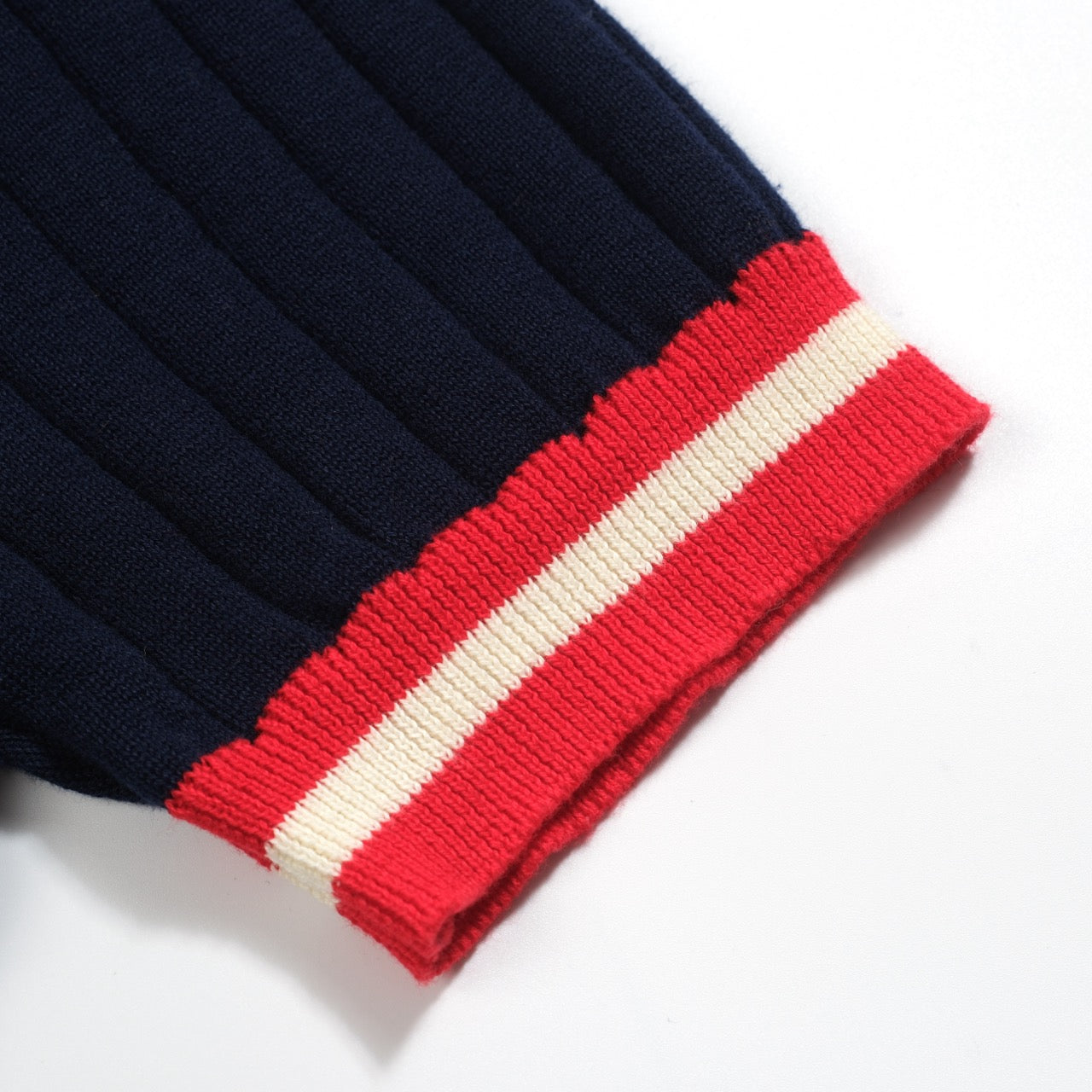 Polo en tricot vintage bleu marine pour homme