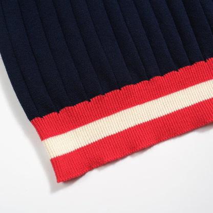 Polo en tricot vintage bleu marine pour homme