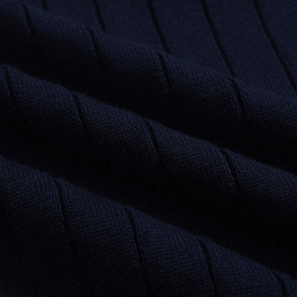 Polo en tricot vintage bleu marine pour homme