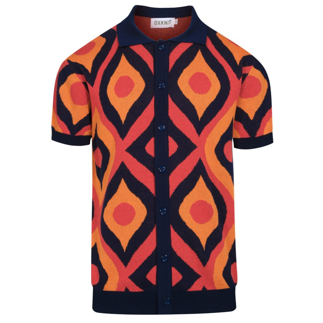 Cardigan vintage jacquard rouge pour homme des années 60