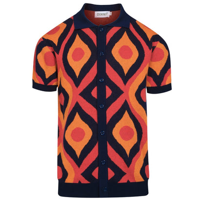 Cardigan vintage jacquard rouge pour homme des années 60