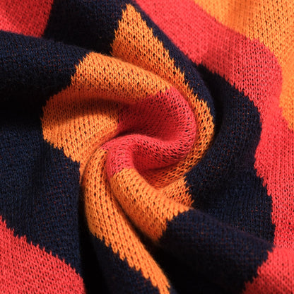 Cardigan vintage jacquard rouge pour homme des années 60