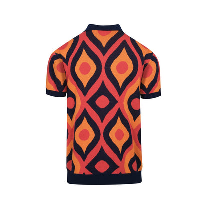 Cardigan vintage jacquard rouge pour homme des années 60