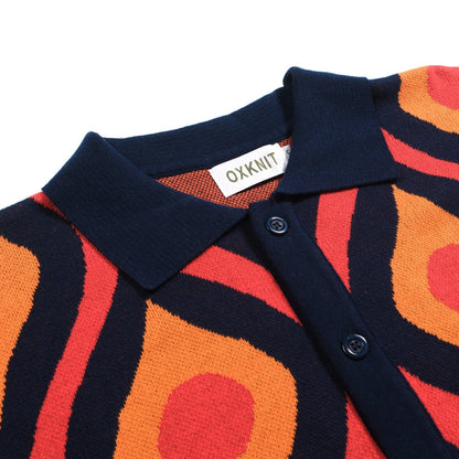 Cardigan vintage jacquard rouge pour homme des années 60