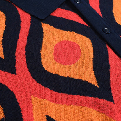 Cardigan vintage jacquard rouge pour homme des années 60