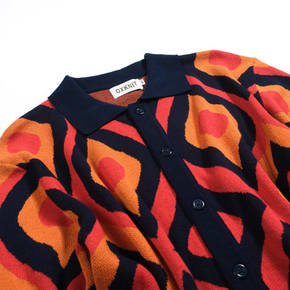 Cardigan vintage jacquard rouge pour homme des années 60