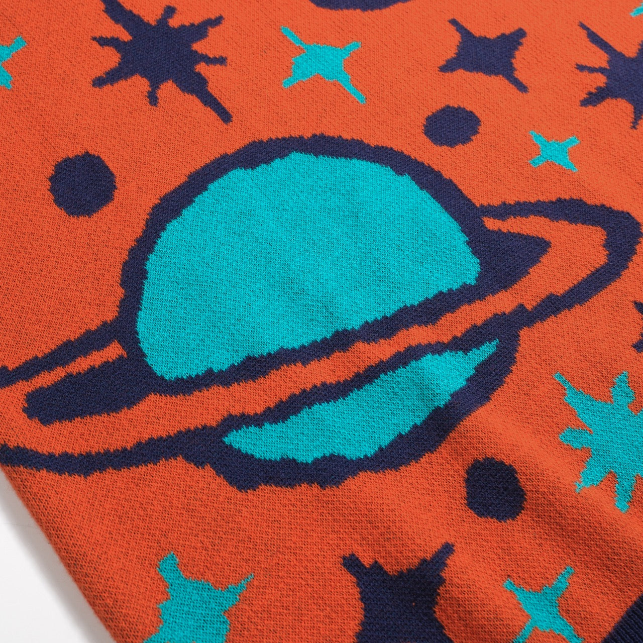 Polo vintage à col en V tricoté pour hommes, orange