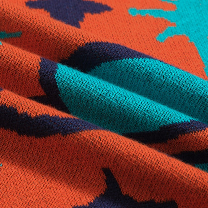 Polo vintage à col en V tricoté pour hommes, orange