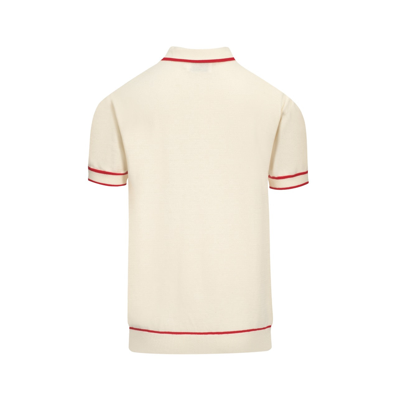 Polo tricoté à col en V pour hommes en abricot blanc 1976