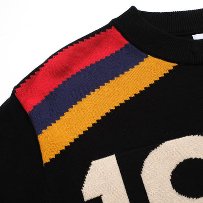 T-shirt en jacquard tricoté vintage noir pour homme 1977