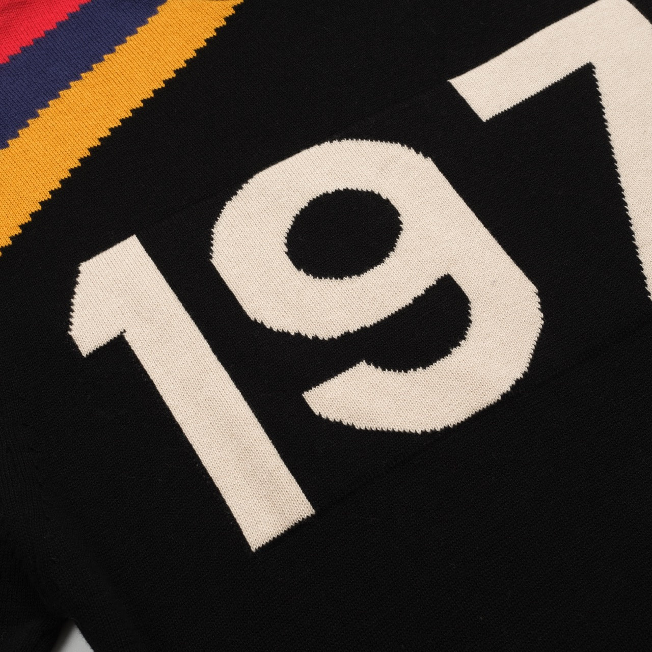 T-shirt en jacquard tricoté vintage noir pour homme 1977