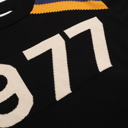 T-shirt en jacquard tricoté vintage noir pour homme 1977
